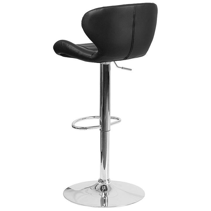 Flash Furniture - 2 Pack Contemporary Vinyl Adjustable Height Barstool with Curved Back and Chrome Base - Black Vinyl_10
