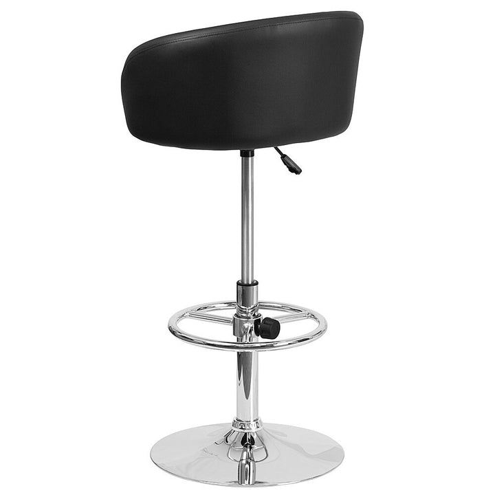 Flash Furniture - Contemporary Adjustable Height Barstool with Barrel Back and Chrome Base - Black Vinyl_6