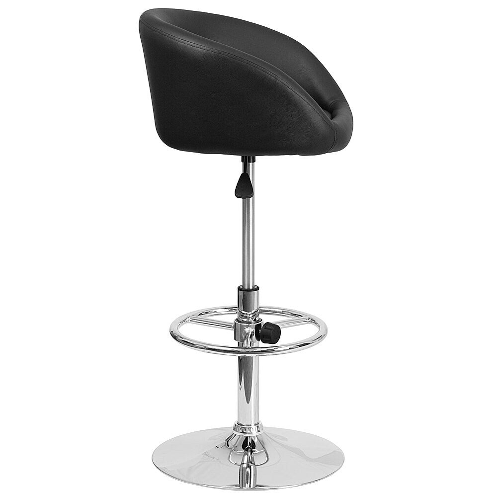 Flash Furniture - Contemporary Adjustable Height Barstool with Barrel Back and Chrome Base - Black Vinyl_5