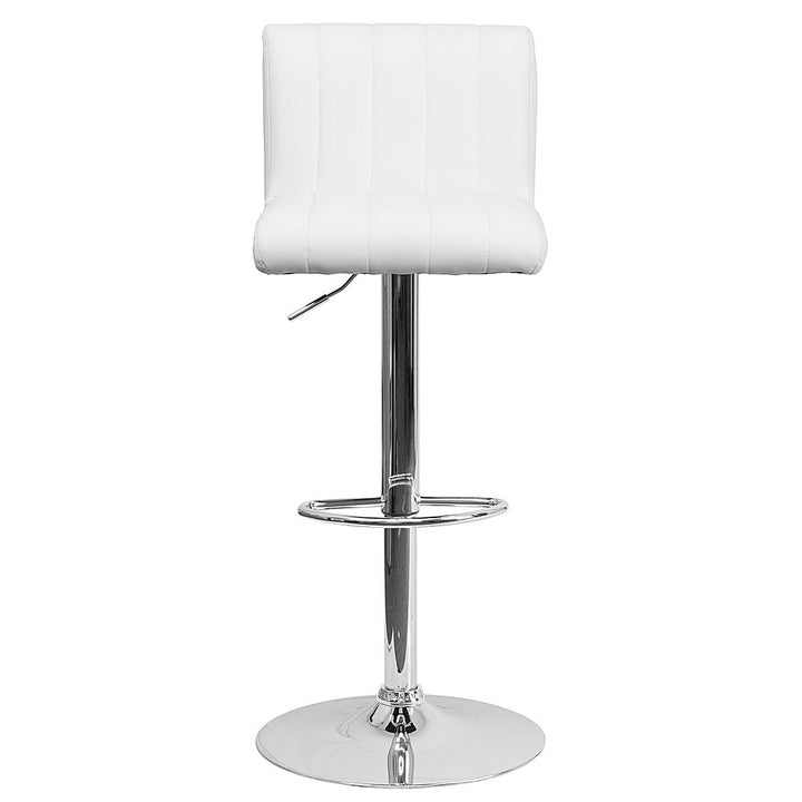 Flash Furniture - 2 Pk. Contemporary Vinyl Adjustable Height Barstool with Vertical Stitch Back/Seat and Chrome Base - White_6