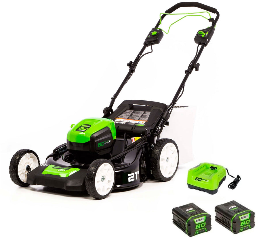 Greenworks - 21" 80-Volt Pro Brushless Self-Propelled Electric Lawn Mower (2.0 Ah and 4.0 Ah Batteries and Rapid Charger Included) - Green_0