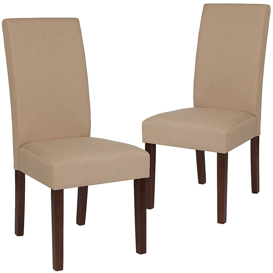 Flash Furniture - Set of 2 Greenwich Series Upholstered Panel Back Mid-Century Parsons Dining Chairs - Beige Fabric_0
