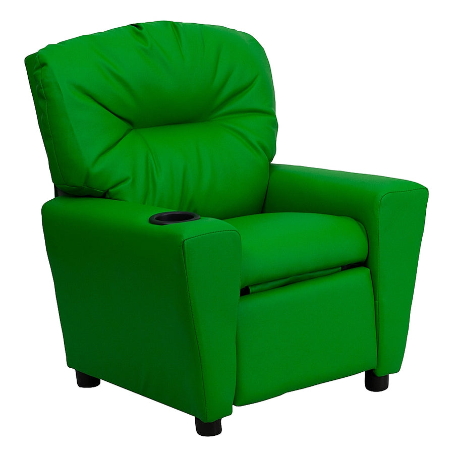 Flash Furniture - Contemporary Kids Recliner with Cup Holder - Green Vinyl_0