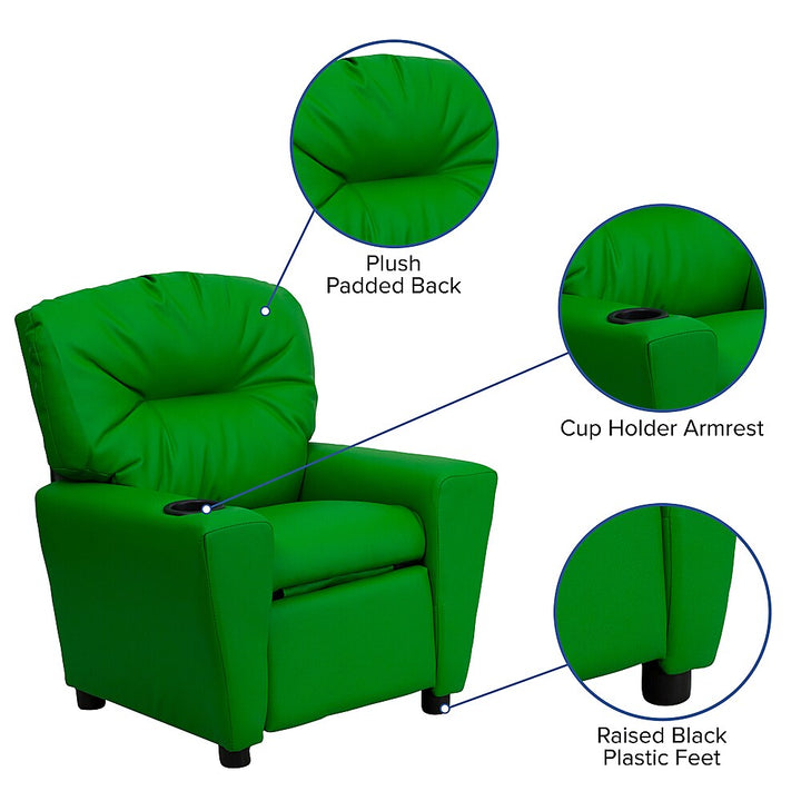 Flash Furniture - Contemporary Kids Recliner with Cup Holder - Green Vinyl_8
