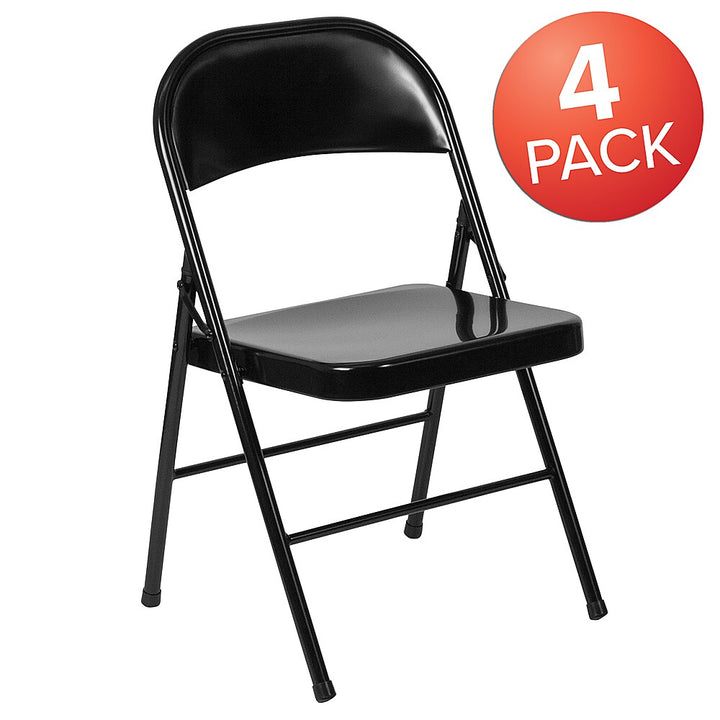 Flash Furniture - 4 Pack HERCULES Series Double Braced Metal Folding Chair - Black_3