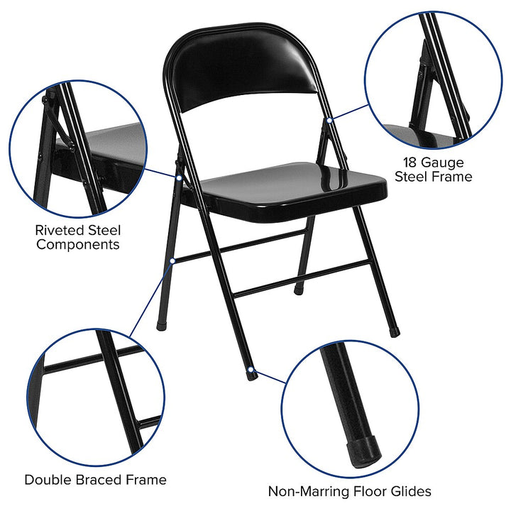 Flash Furniture - 4 Pack HERCULES Series Double Braced Metal Folding Chair - Black_13