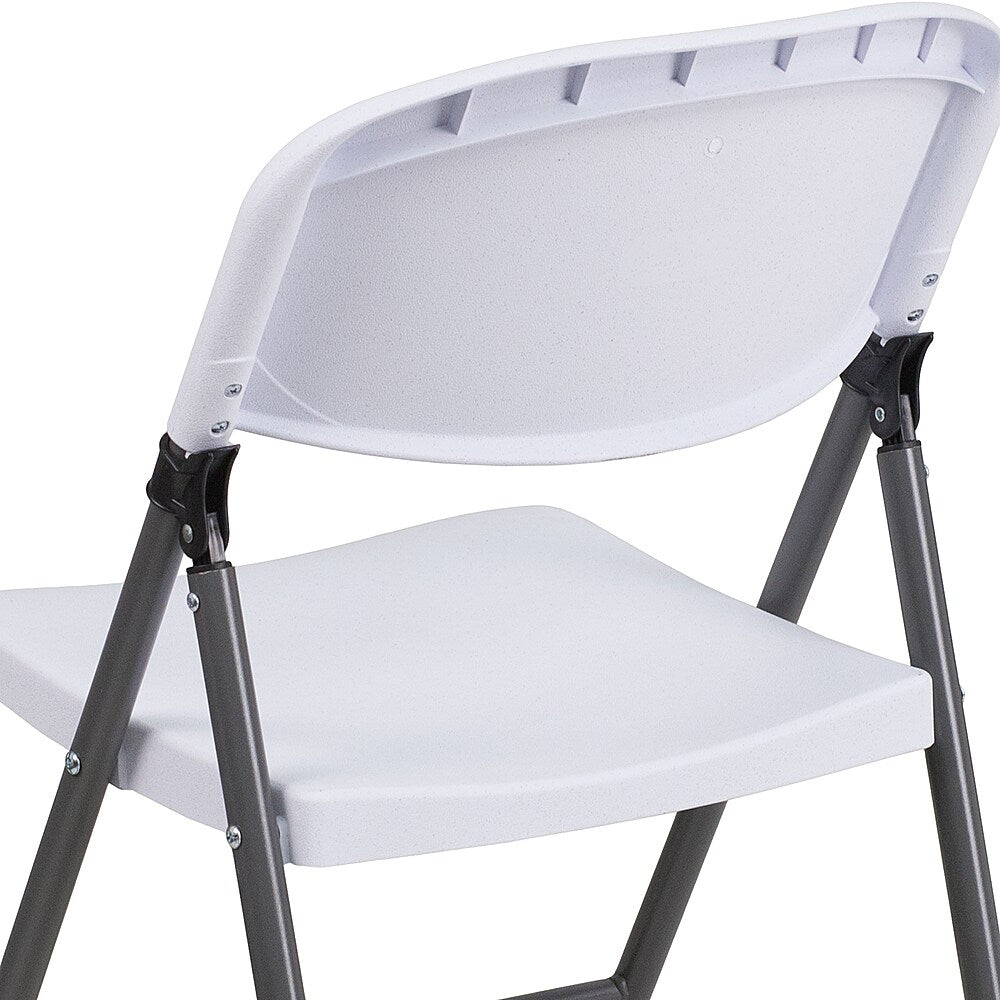 Flash Furniture - 2 Pack HERCULES Series 330 lb. Capacity Plastic Folding Chair with Charcoal Frame - Granite White_1