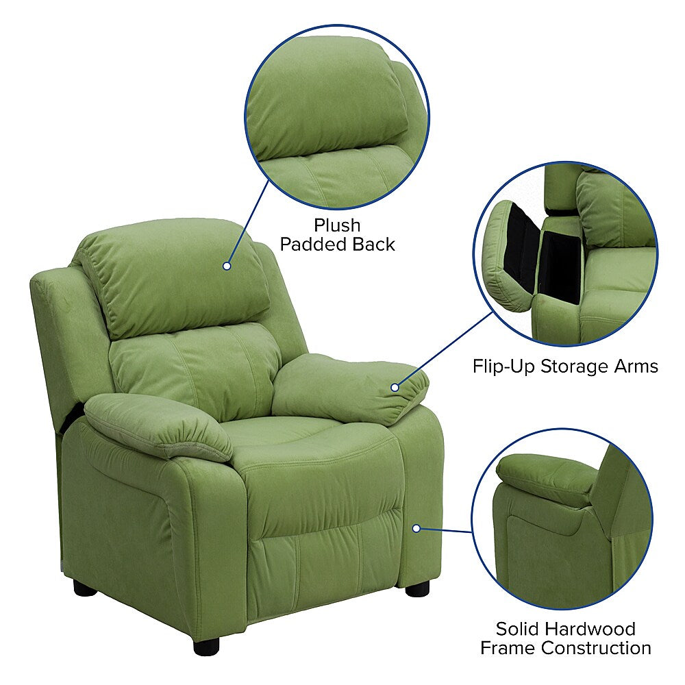 Flash Furniture - Deluxe Padded Contemporary Kids Recliner with Storage Arms - Avocado Microfiber_8