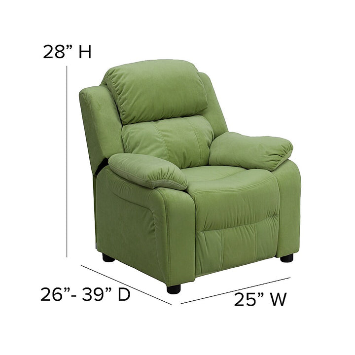 Flash Furniture - Deluxe Padded Contemporary Kids Recliner with Storage Arms - Avocado Microfiber_7