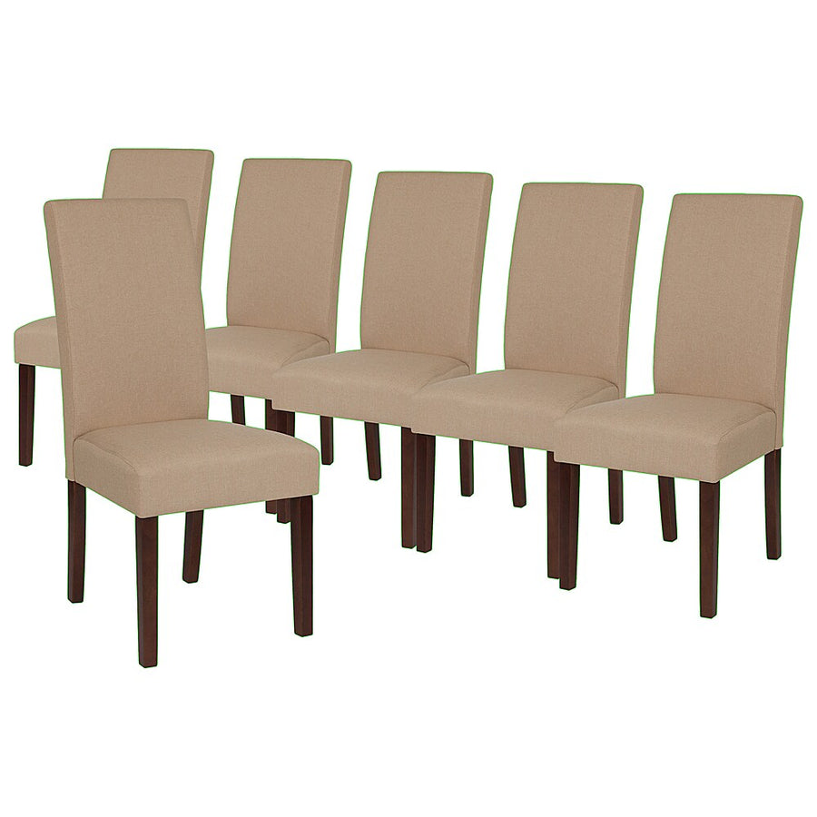 Flash Furniture - Set of 6 Greenwich Series Panel Back Mid-Century Parsons Dining Chairs - Beige Fabric_0