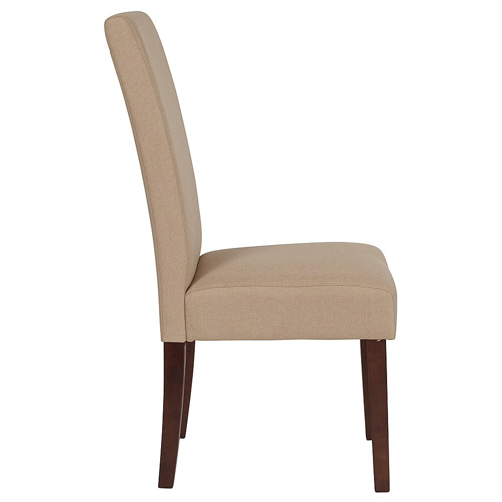 Flash Furniture - Set of 6 Greenwich Series Panel Back Mid-Century Parsons Dining Chairs - Beige Fabric_1