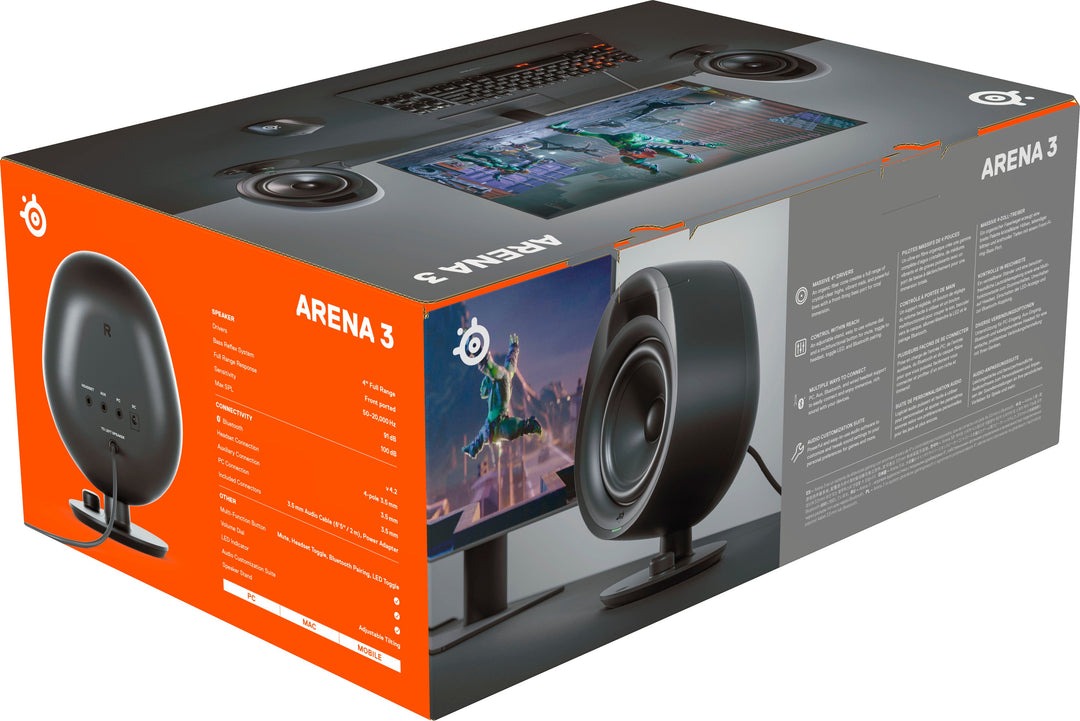 SteelSeries - Arena 3 Bluetooth Gaming Speakers with Polished 4" Drivers (2-Piece) - Black_6