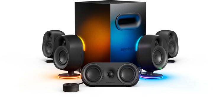 SteelSeries - Arena 9 5.1 Bluetooth Gaming Speakers with RGB Lighting (6 Piece) - Black_0
