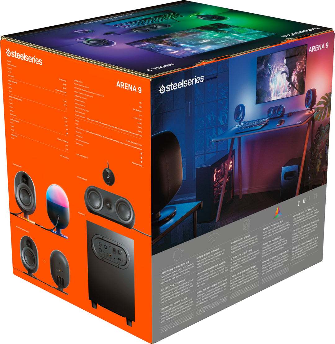 SteelSeries - Arena 9 5.1 Bluetooth Gaming Speakers with RGB Lighting (6 Piece) - Black_5