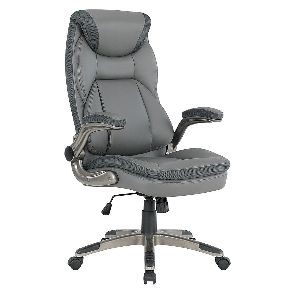 Office Star Products - Exec Bonded Lthr Office Chair - Charcoal / Titanium_1