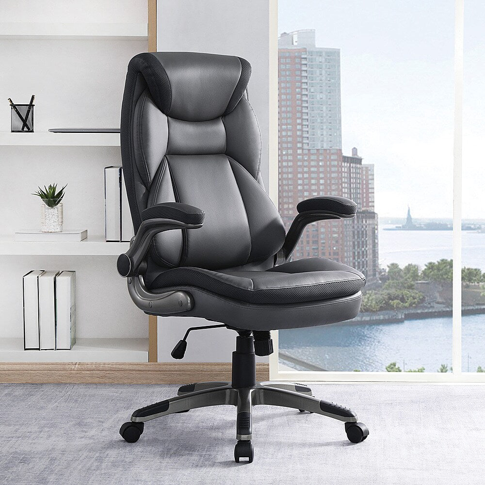 Office Star Products - Exec Bonded Lthr Office Chair - Charcoal / Titanium_7