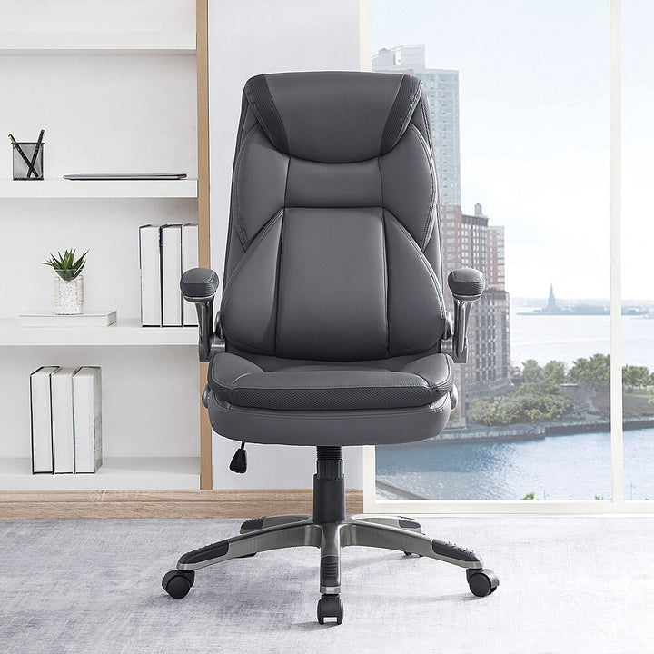 Office Star Products - Exec Bonded Lthr Office Chair - Charcoal / Titanium_5