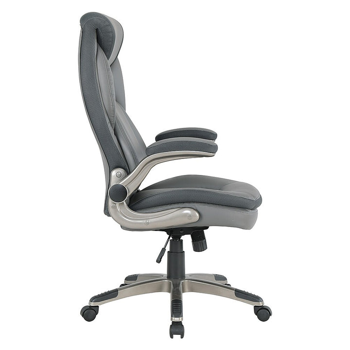 Office Star Products - Exec Bonded Lthr Office Chair - Charcoal / Titanium_2
