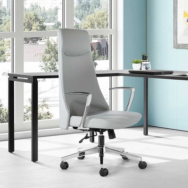 Office Star Products - High Back Antimicrobial Fabric Office Chair - Dillon Steel_9