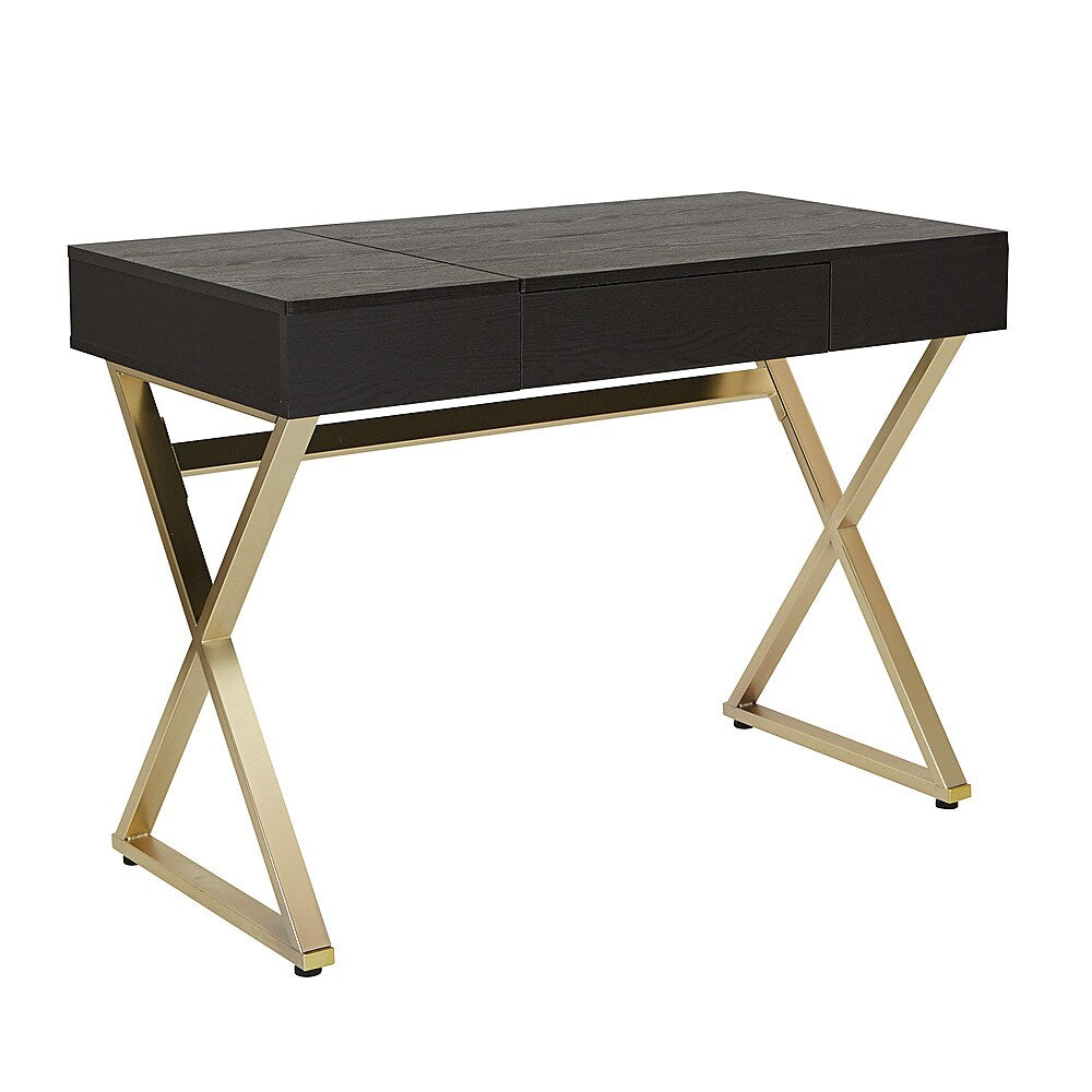 OSP Home Furnishings - Andrea Desk with Power - Black Top/Gold Legs_1