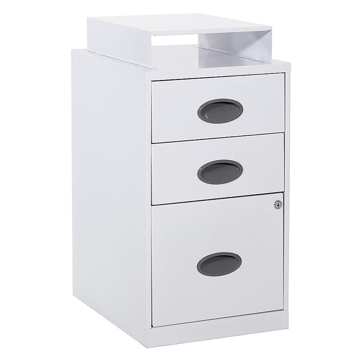OSP Home Furnishings - 3 Drawer Locking Metal File Cabinet with Top Shelf - White_8