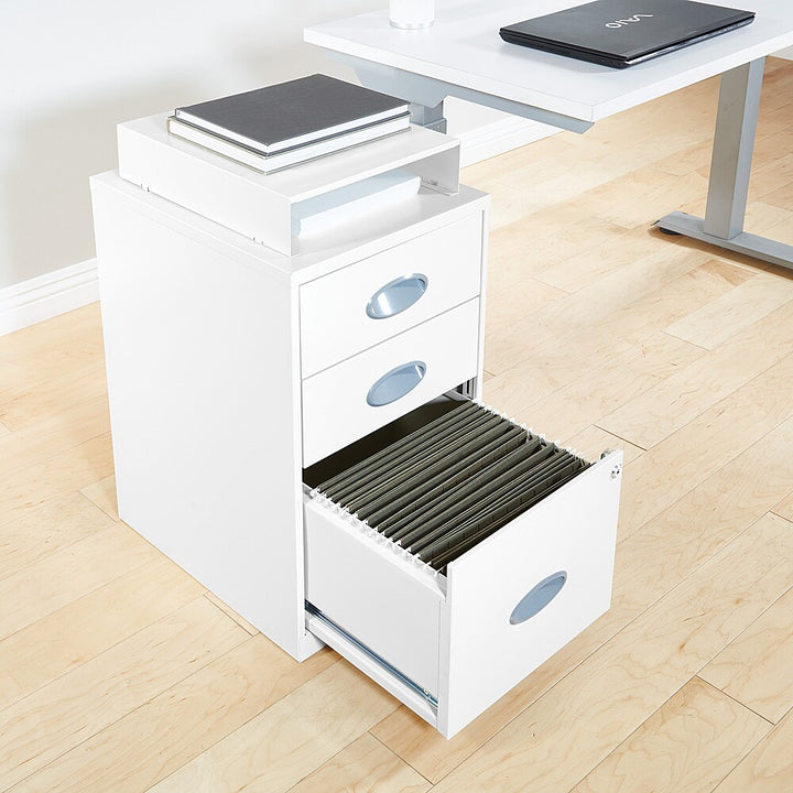 OSP Home Furnishings - 3 Drawer Locking Metal File Cabinet with Top Shelf - White_4