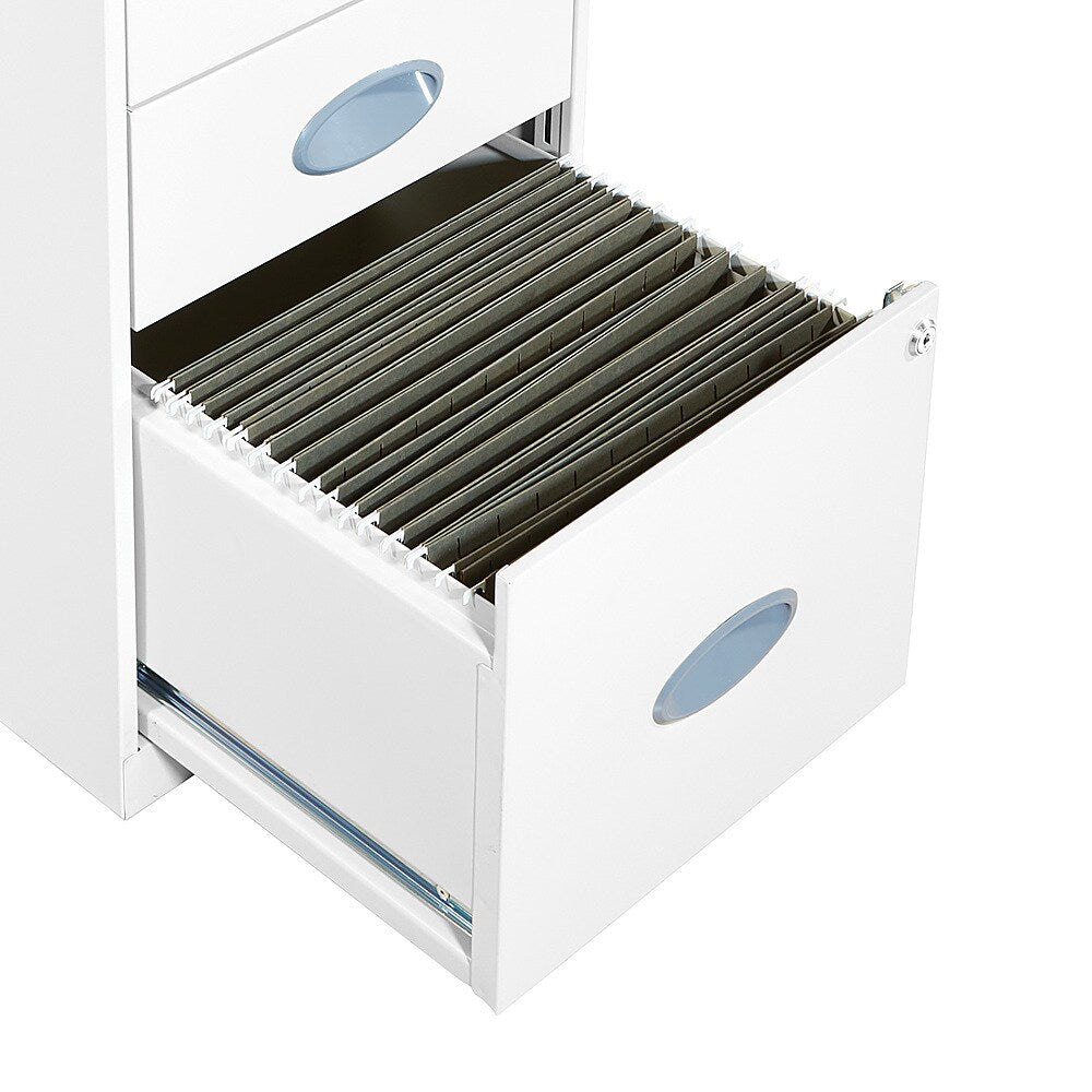 OSP Home Furnishings - 3 Drawer Locking Metal File Cabinet with Top Shelf - White_1