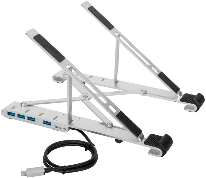 Targus - Portable Laptop Stand + Integrated USB-A Hub - Silver_1