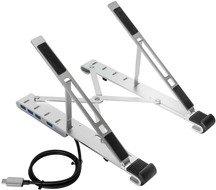 Targus - Portable Laptop Stand + Integrated USB-A Hub - Silver_0