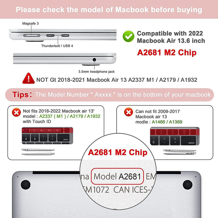 Techprotectus - MacBook case for 2022 MacBook Air 13.6" with Apple M2 Chip- (Model A2681)-Rose Quartz_3