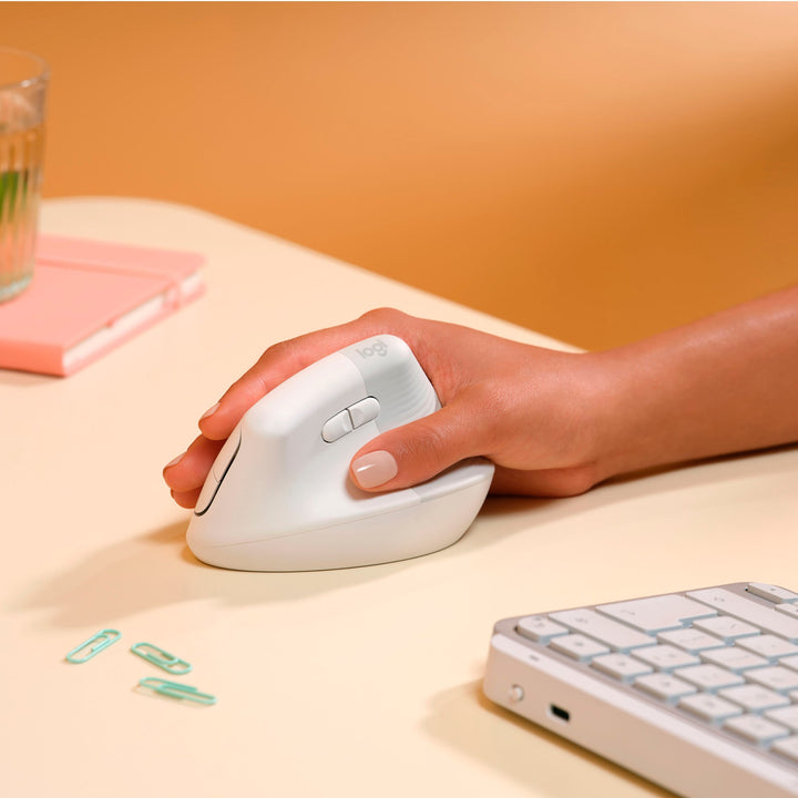 Logitech - Lift for Mac Bluetooth Ergonomic Mouse with 4 Customizable Buttons - Off-White_8