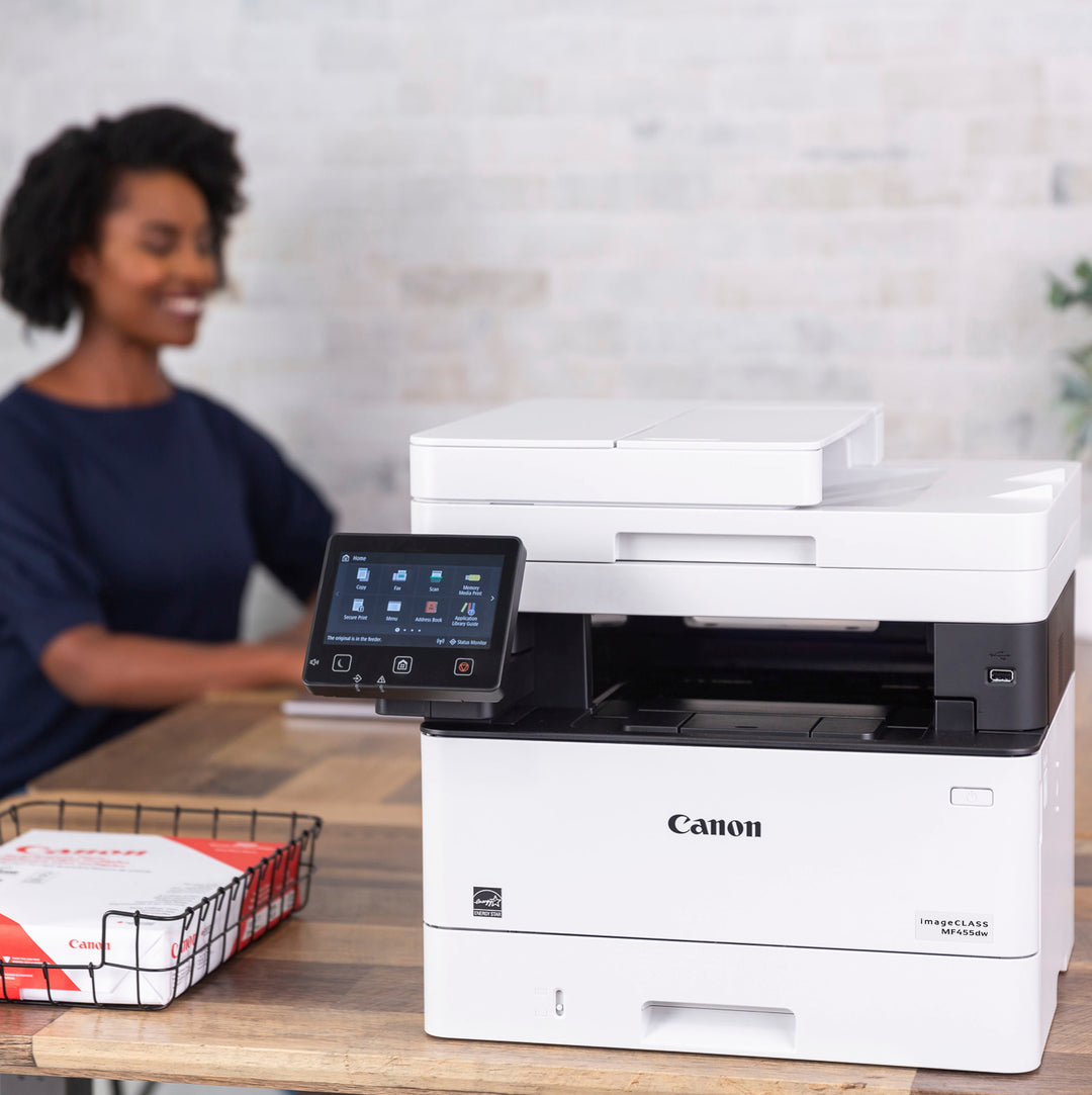 Canon - imageCLASS MF455dw Wireless Black-and-White All-In-One Laser Printer with Fax - White_3