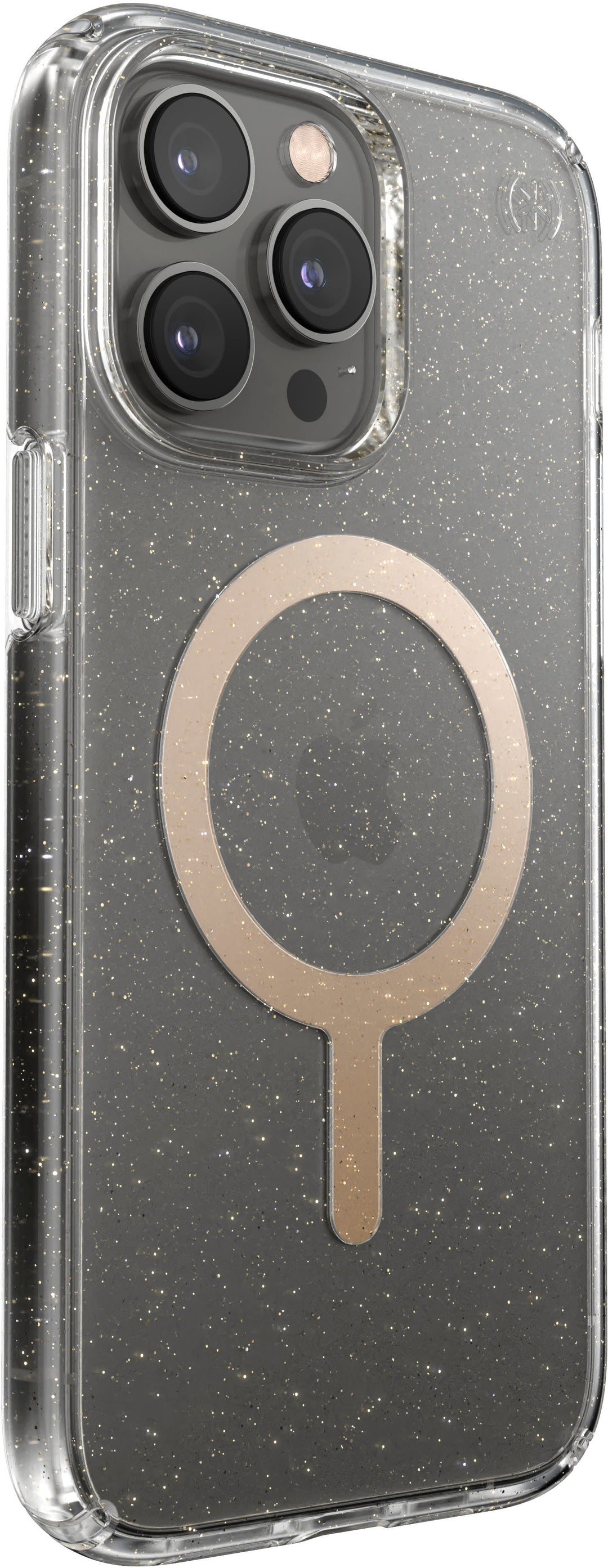 Speck - Presidio Perfect-Clear Case with MagSafe for Apple iPhone 14 Pro Max - Gold Glitter_5