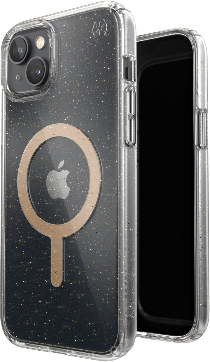 Speck - Presidio Perfect-Clear Case with MagSafe for Apple iPhone 14 Plus - Gold Glitter_1