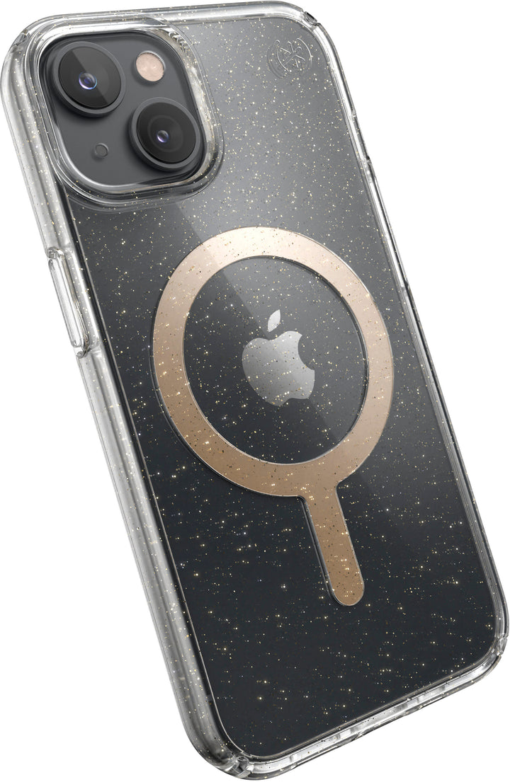 Speck - Presidio Perfect-Clear Case with MagSafe for Apple iPhone 14 - Gold Glitter_3