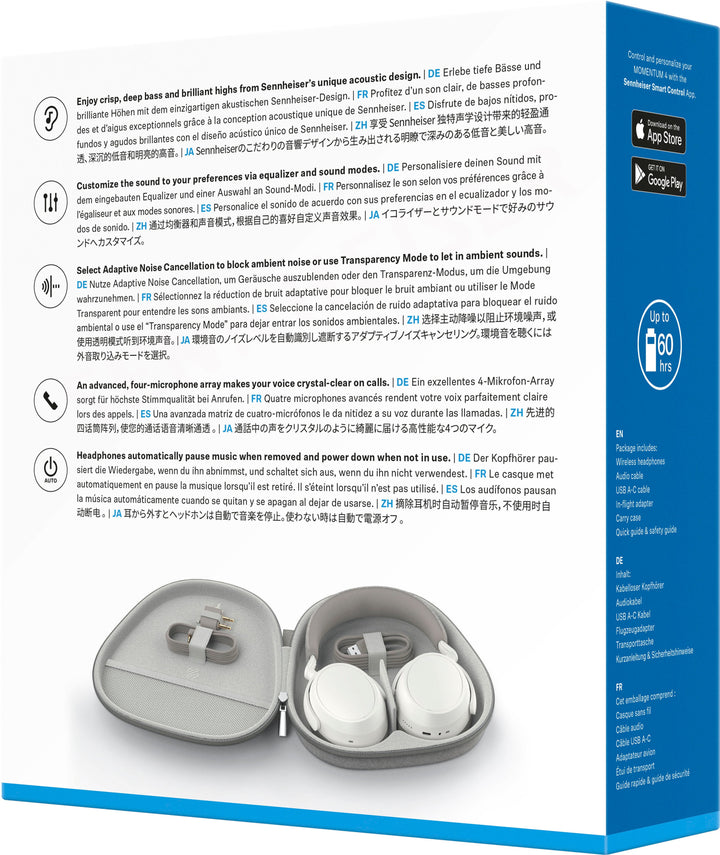 Sennheiser - Momentum 4 Wireless Adaptive Noise-Canceling Over-The-Ear Headphones - White_10