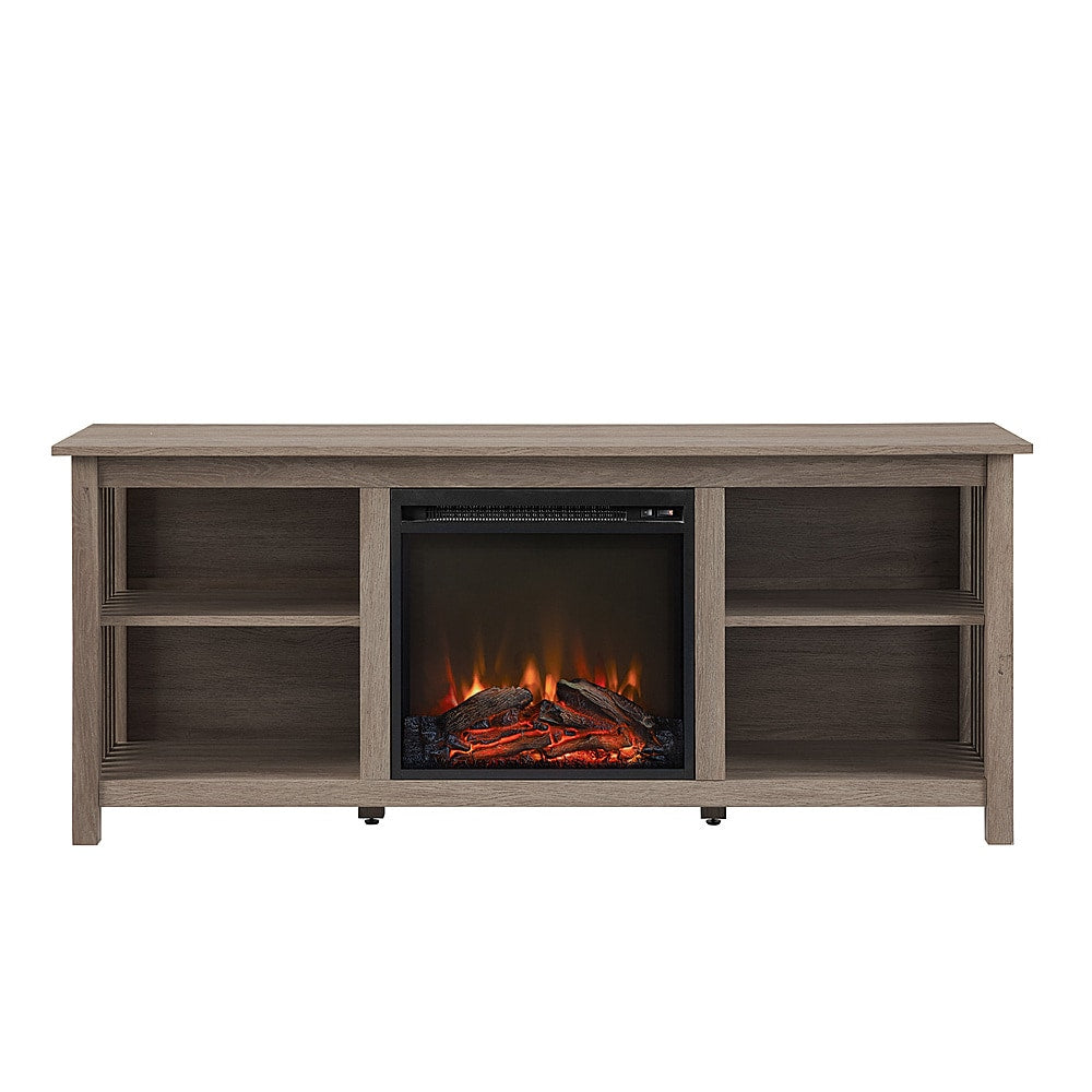Walker Edison - Mission-Style Fireplace TV Stand for Most TVs up to 65” - Driftwood_0