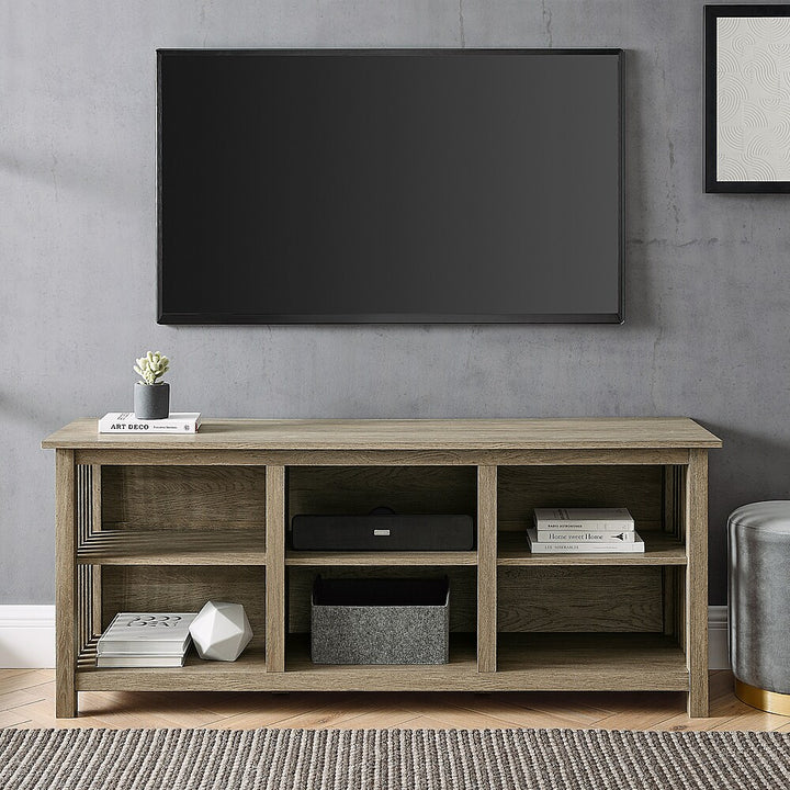 Walker Edison - Mission-Style 6-Cubby TV Stand for Most TVs up to 65” - Driftwood_10
