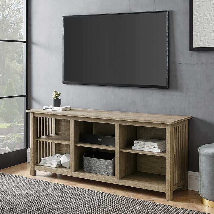 Walker Edison - Mission-Style 6-Cubby TV Stand for Most TVs up to 65” - Driftwood_2