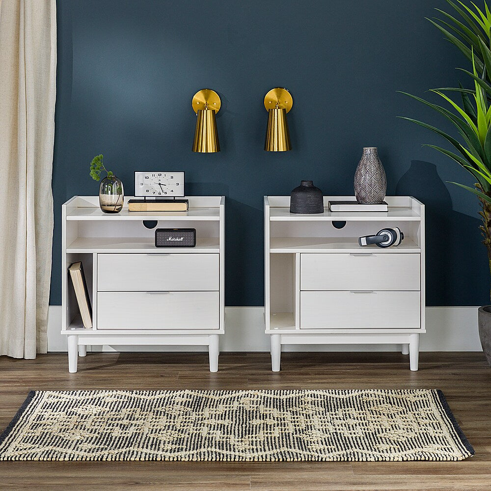 Walker Edison - Boho Solid Wood Nightstand (set of 2) - White_7