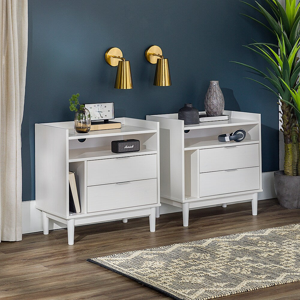 Walker Edison - Boho Solid Wood Nightstand (set of 2) - White_6