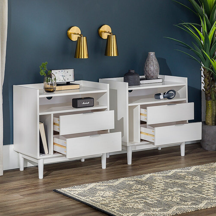 Walker Edison - Boho Solid Wood Nightstand (set of 2) - White_5