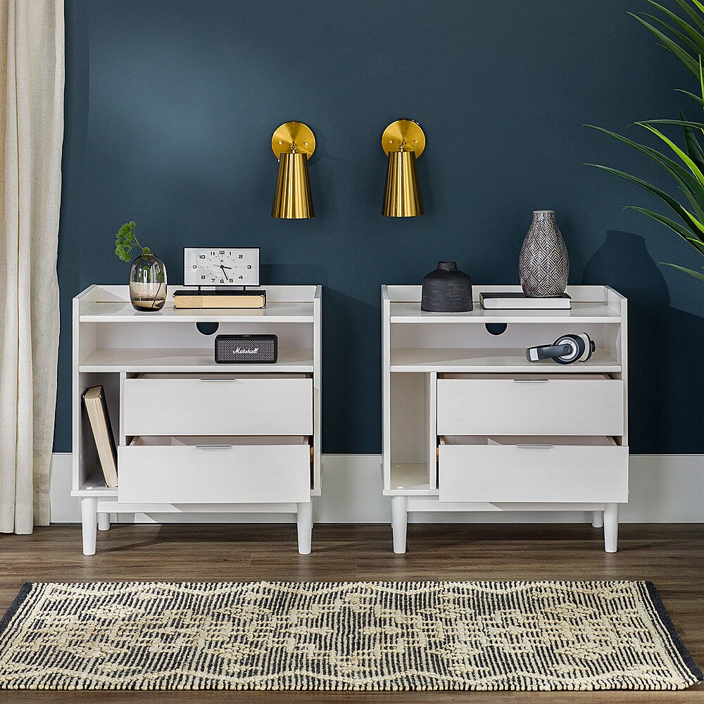 Walker Edison - Boho Solid Wood Nightstand (set of 2) - White_4