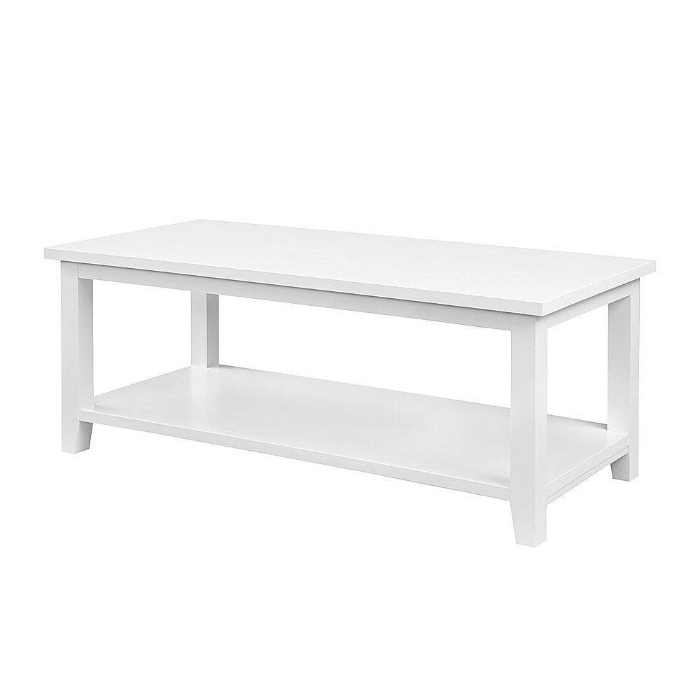 Walker Edison - Modern Minimal Coffee Table with Lower Shelf - Solid White_1