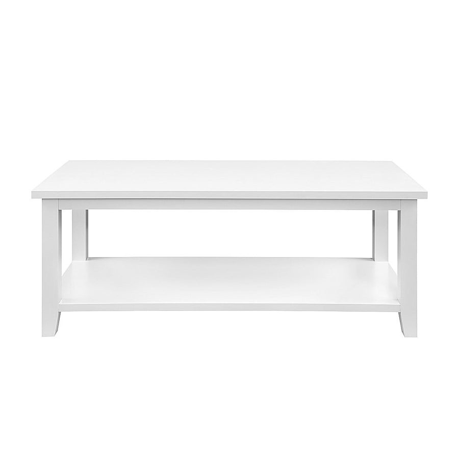 Walker Edison - Modern Minimal Coffee Table with Lower Shelf - Solid White_0