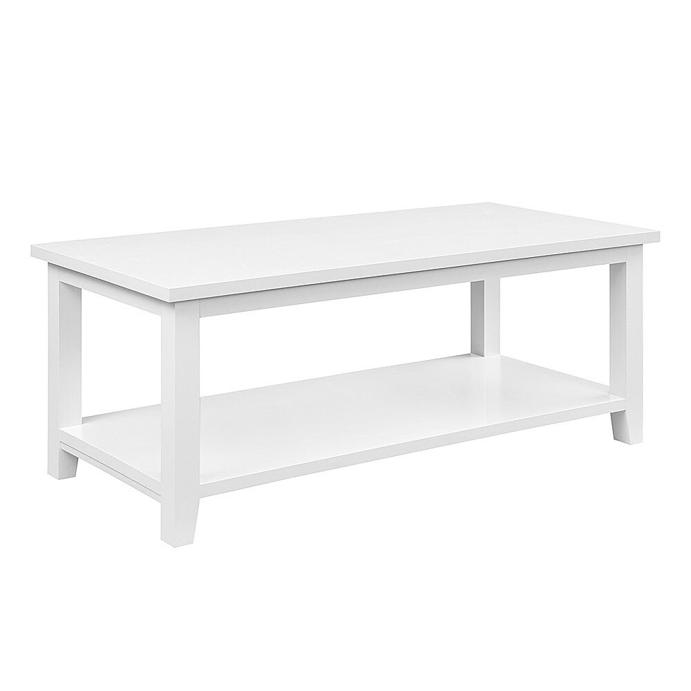 Walker Edison - Modern Minimal Coffee Table with Lower Shelf - Solid White_3