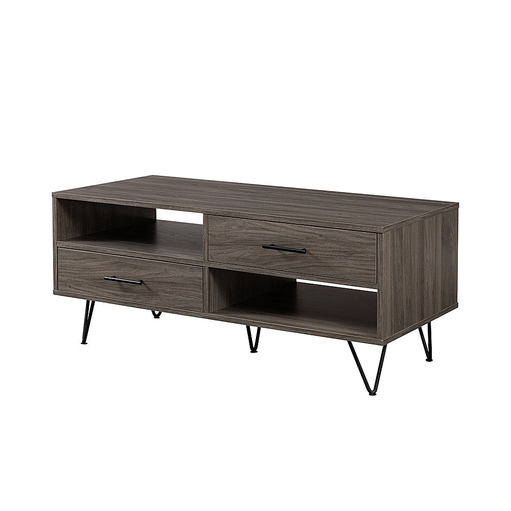 Walker Edison - Contemporary Minimalist 2-Drawer Coffee Table - Slate Grey/Black_1