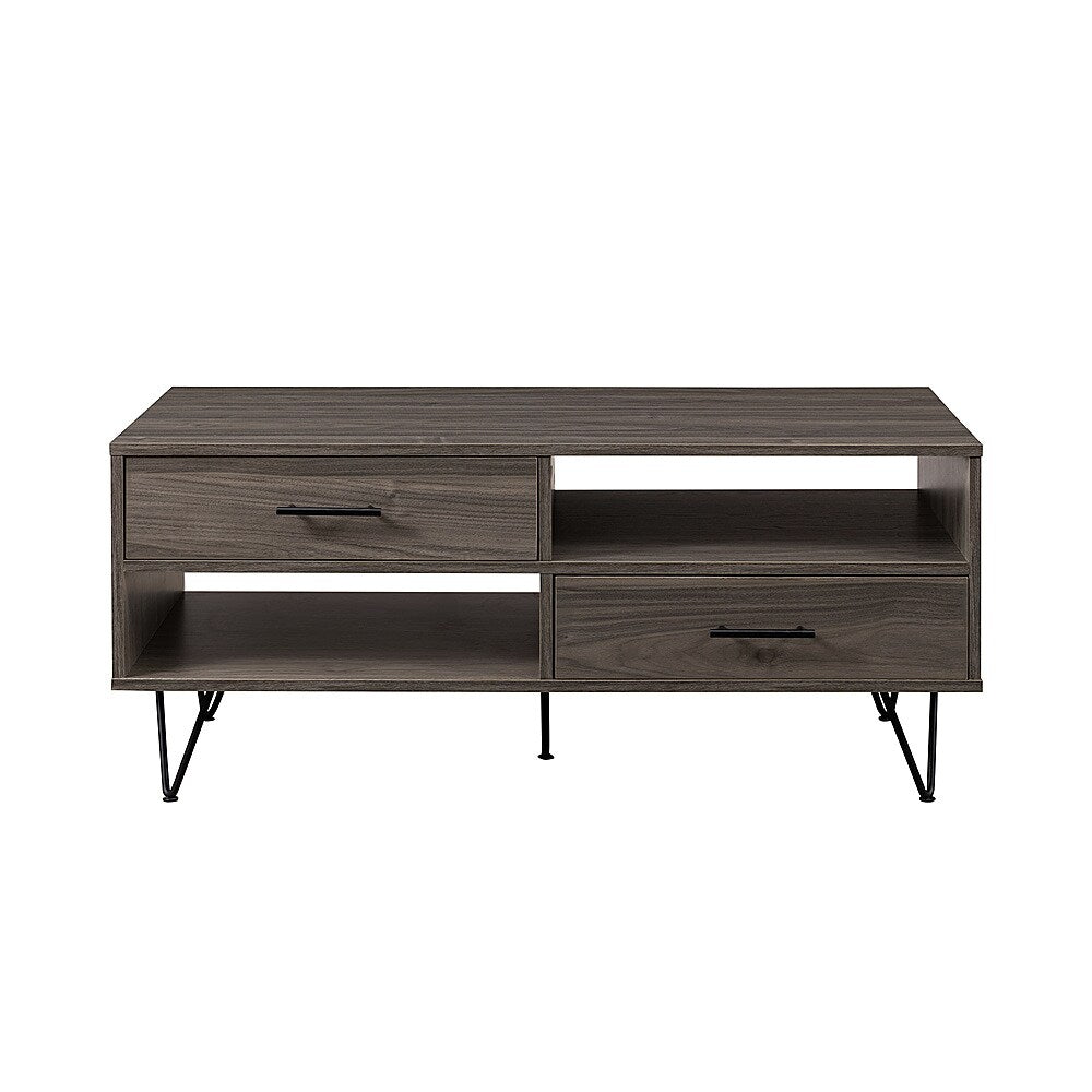 Walker Edison - Contemporary Minimalist 2-Drawer Coffee Table - Slate Grey/Black_7