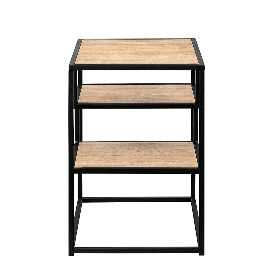 Walker Edison - Modern Minimal Side Table with Floating Shelves - Coastal Oak_0