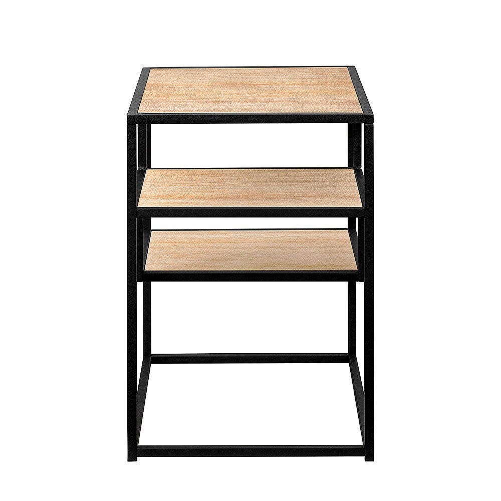 Walker Edison - Modern Minimal Side Table with Floating Shelves - Coastal Oak_6